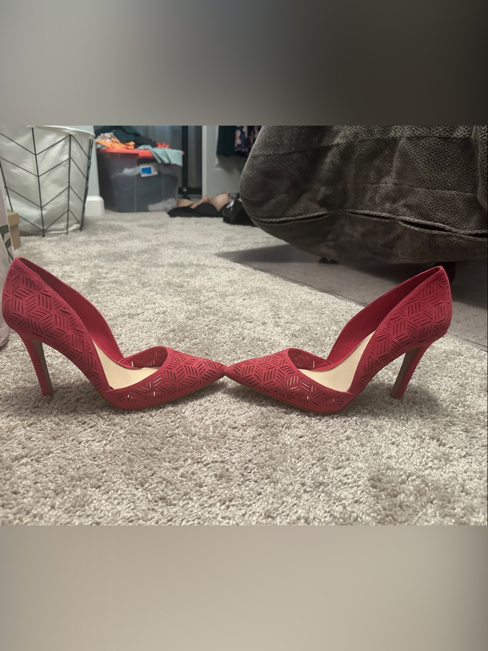 Jessica Simpson Charie Pink Suede Laser-Cut Pointed-Toe Stilettos NWOB - Picture 4 of 10